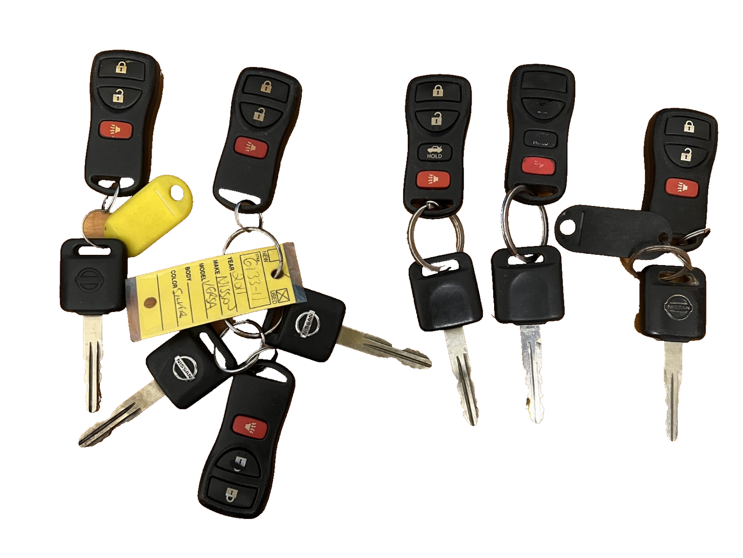 LOT OF 6 OEM NISSAN REMOTE AND KEYS FOR PARTS/REPROGRAMMING