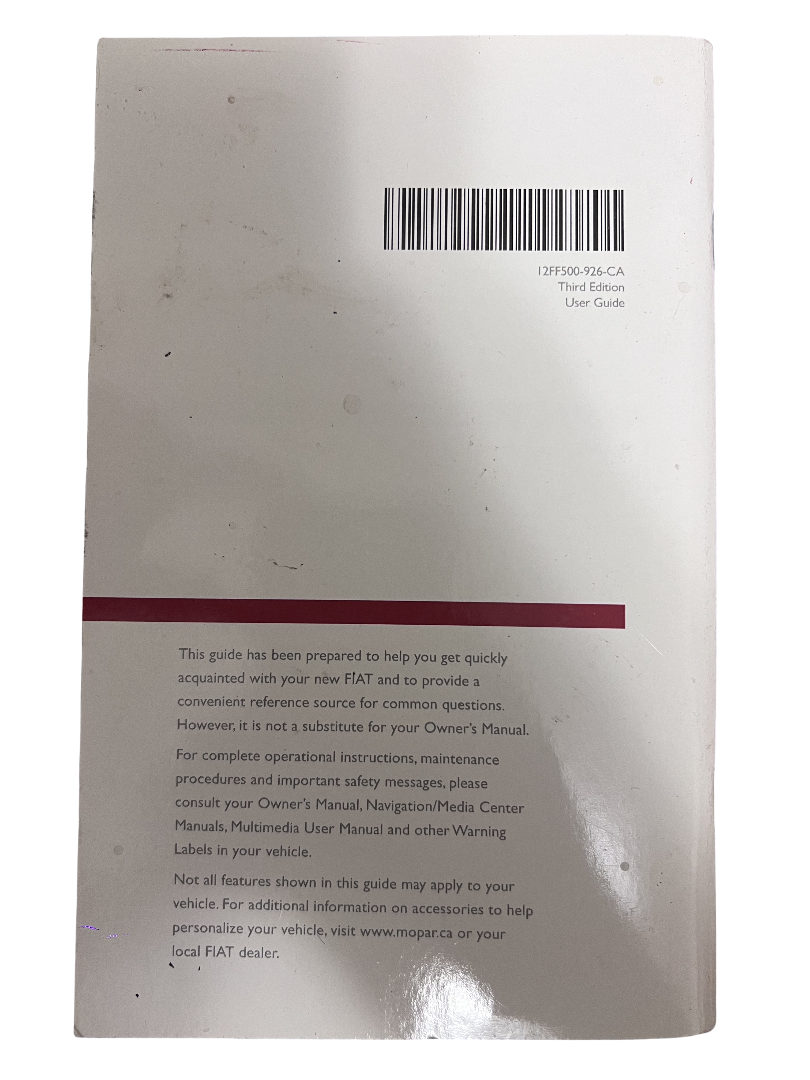 2012 Fiat 500/500C Owners Manual User Guide OEM Free Shipping