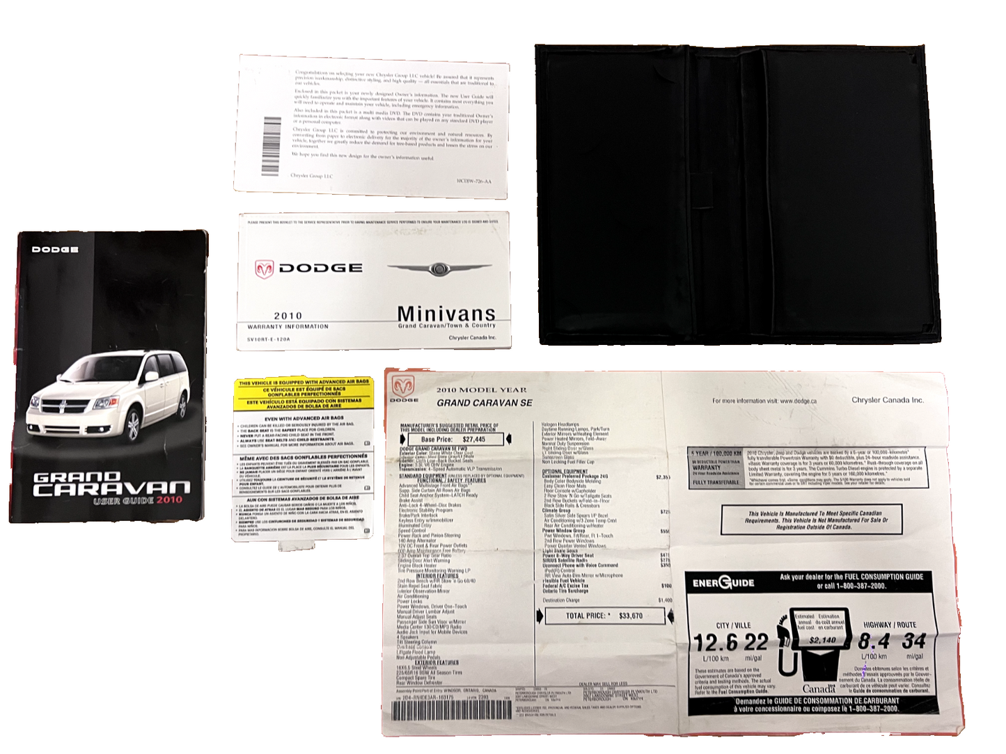 2010 Dodge Caravan C/V SE SXT OEM Owner's Manual User Guide Kit w/Case CLEAN!!!