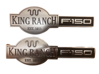 2005-08 FORD F150 KING RANCH FRONT FENDER TAILGATE EMBLEM SATIN PAIR OEM NICE!!!