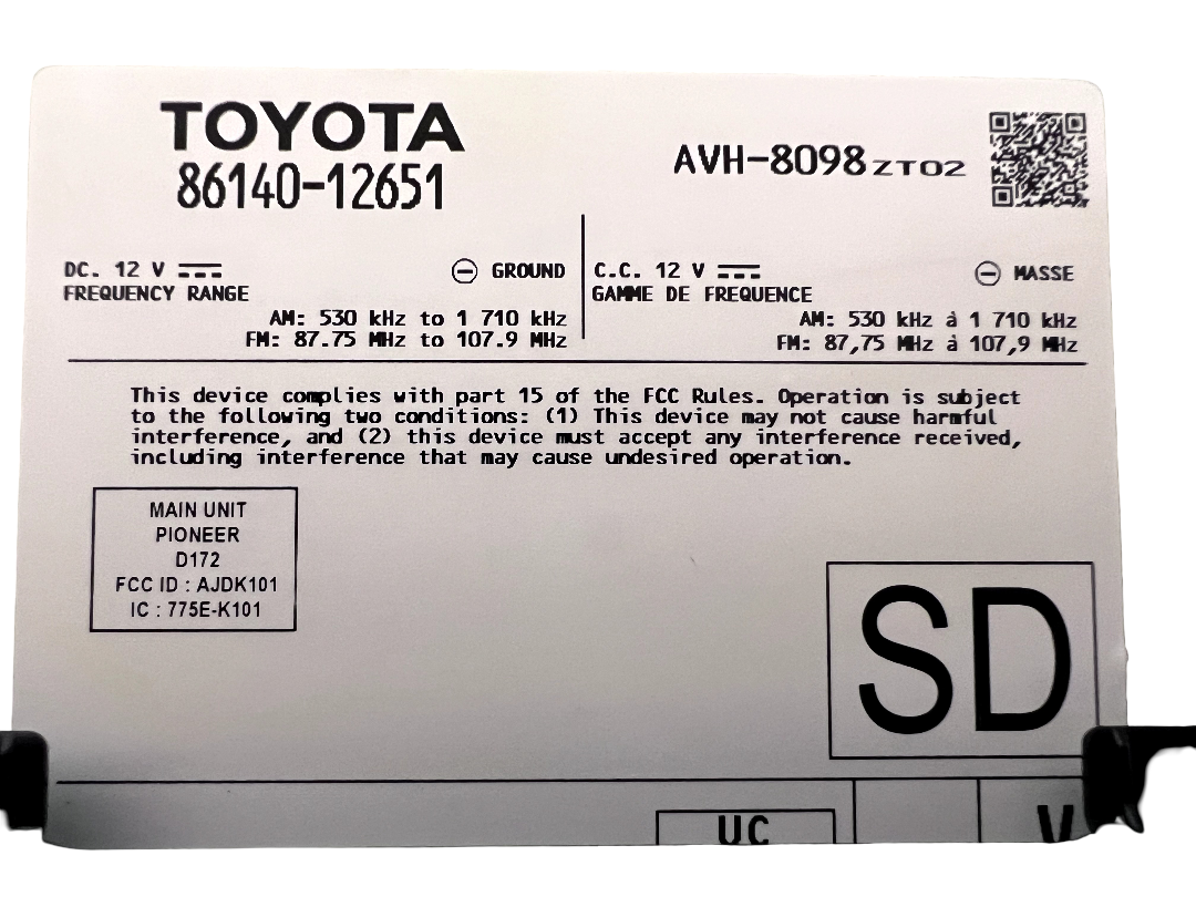 2022 Toyota Corolla Hybrid Satellite Radio Media Display Receiver OEM LKQ MINT!!