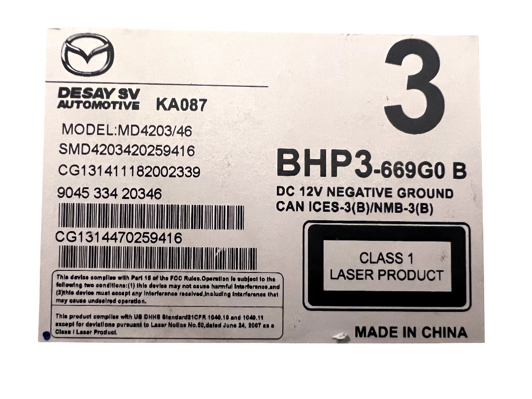 14-18 Mazda 3 CD DVD PLAYER With BOSE SYSTEM 9 SPKR BHP3-66-9G0D