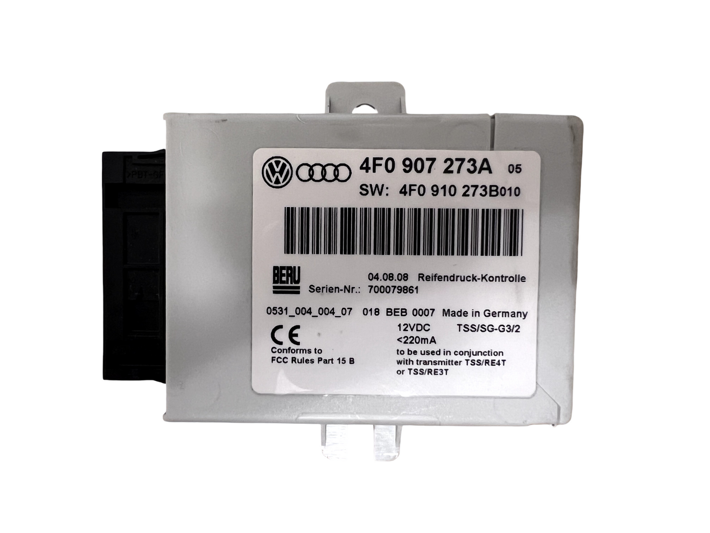 11-15 AUDI R8 TPMS TIRE PRESSURE MONITOR SENSOR CONTROL MODULE 4F0907273A