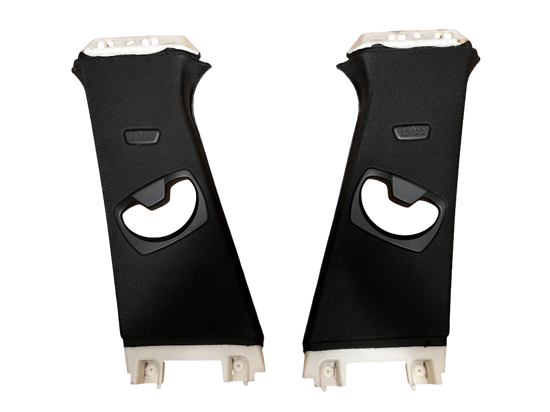 12-18 BMW F30 F31 SET OF 2 LEFT RIGHT UPPER B PILLAR TRIM COVER PANEL BLACK OEM