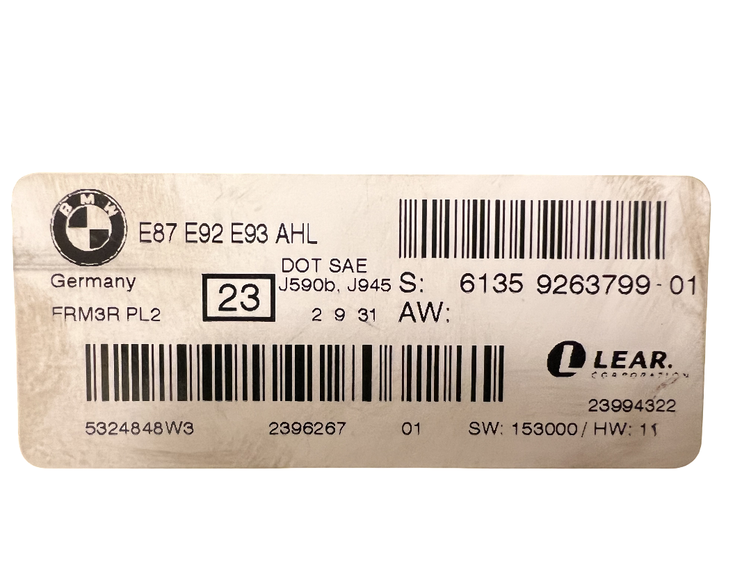 BMW E87 E90 E91 E92 E93 E89 E84 LIGHT CONTROL MODULE PL2 FRM II LED AHL FOOTWELL