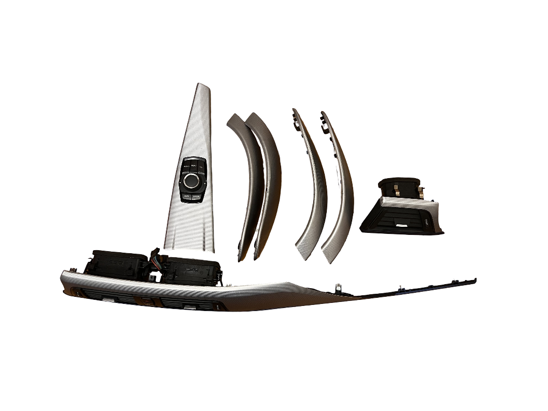 OEM BMW F30 F36 340 440 ALUMINUM Center Console Door Dash Interior Trim SET (7)