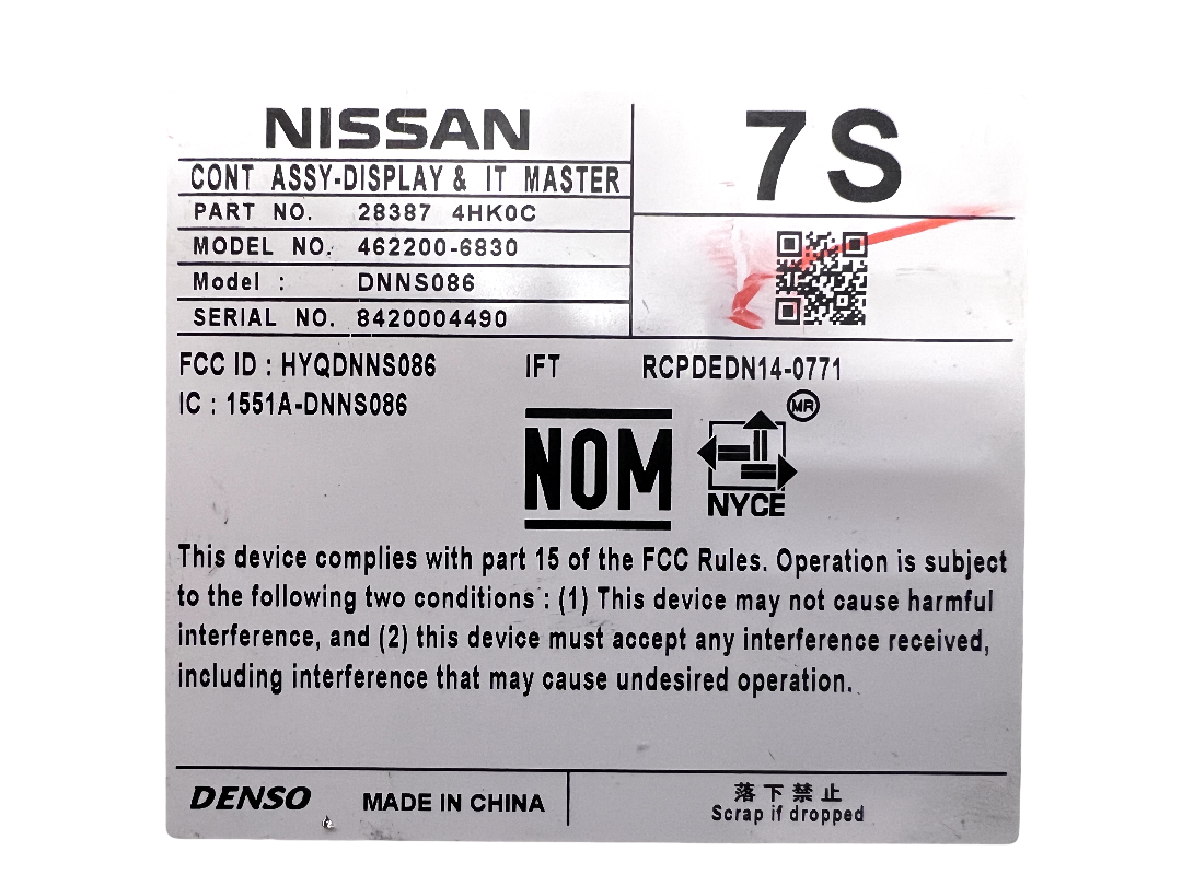 14-19 Infiniti Q50 Q60 Upper Navigation GPS Display Screen OEM 28387-4HK0C