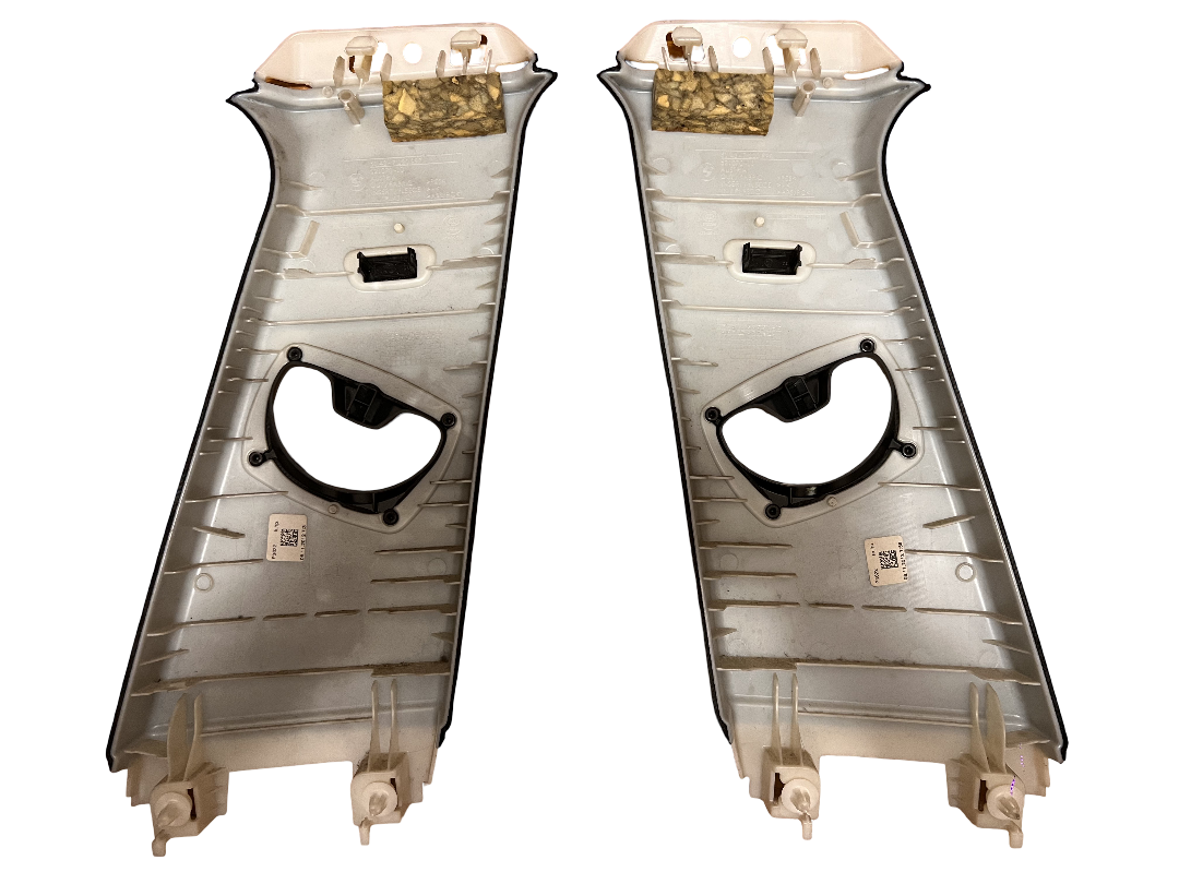 12-18 BMW F30 F31 SET OF 2 LEFT RIGHT UPPER B PILLAR TRIM COVER PANEL BLACK OEM